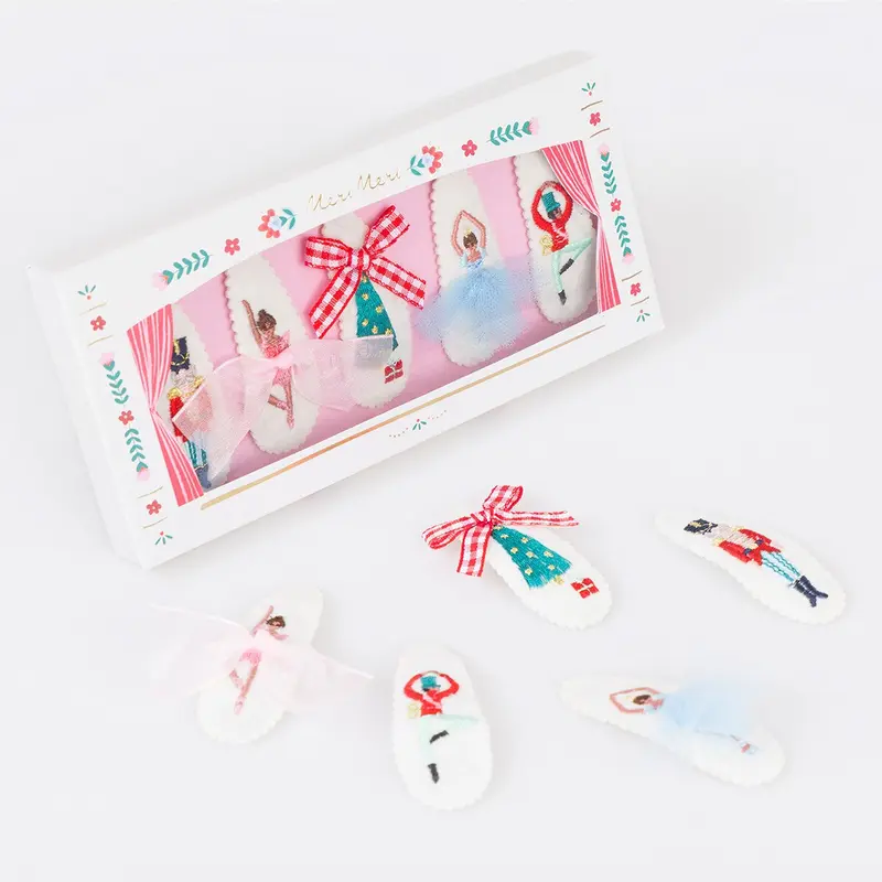 Embroidered Nutcracker Hair Clips (x5)