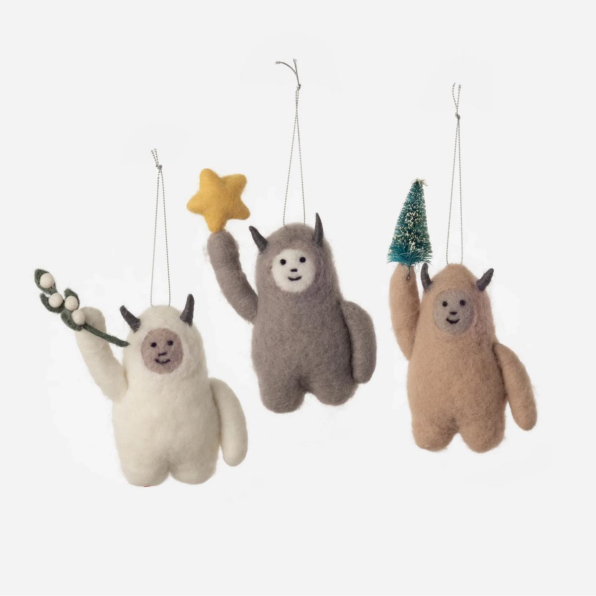 Felted Abominable Snowman Ornament