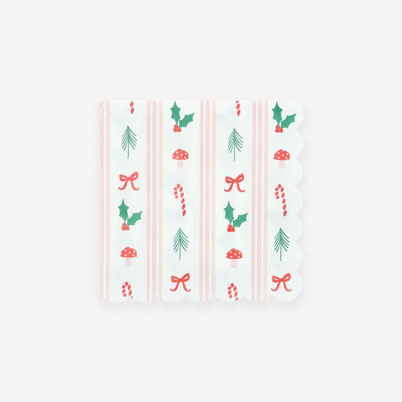 Festive Icon Stripes Small Napkins (x16)