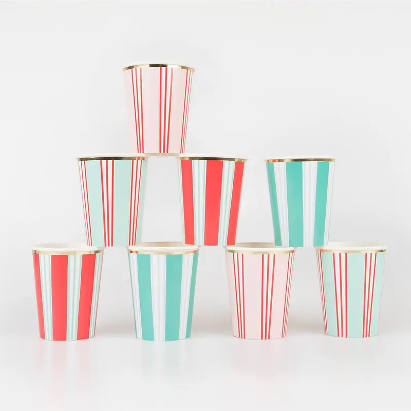 Festive Stripe Cups (x8)