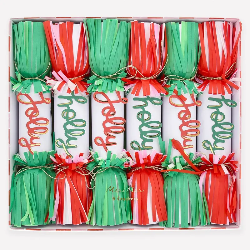 Jolly Holly Fringe Crackers (x6)