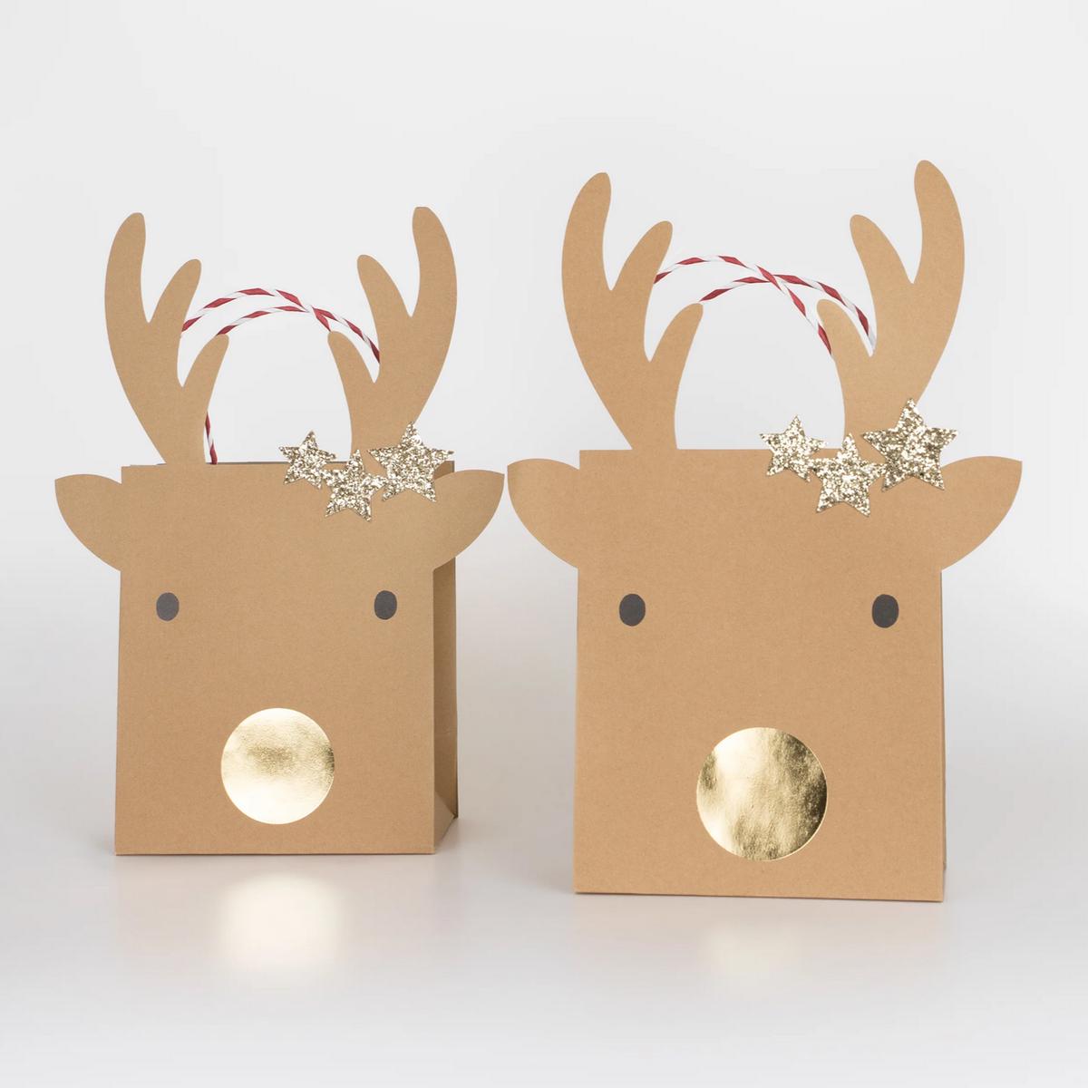 small Reindeer With Stars Gift Bags