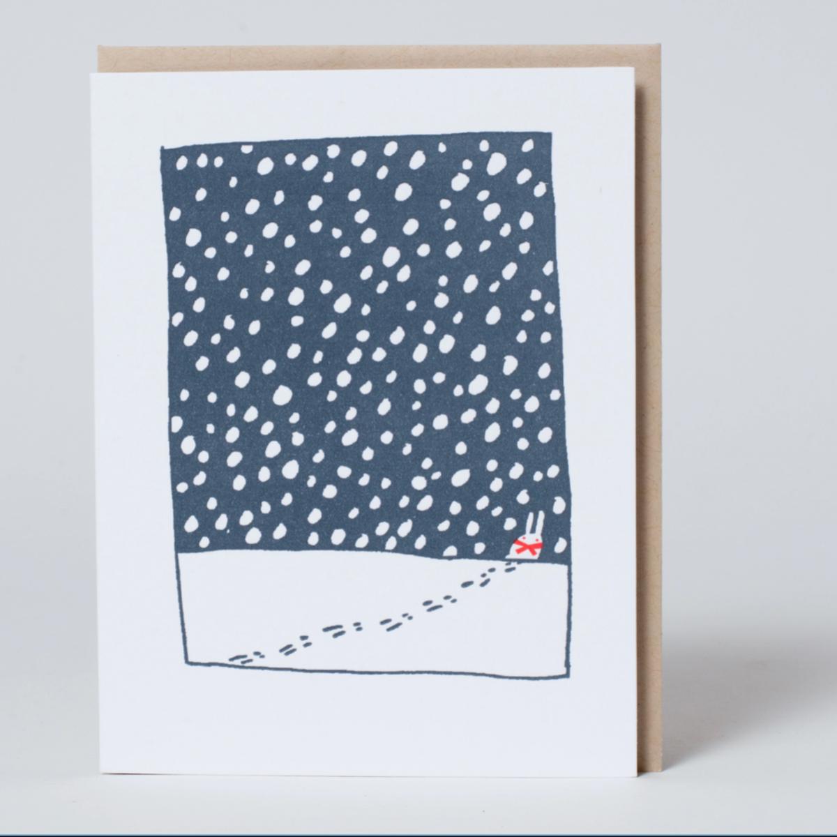 Snowy Walk Holiday Letterpress Card by Fugu Fugu: Box set