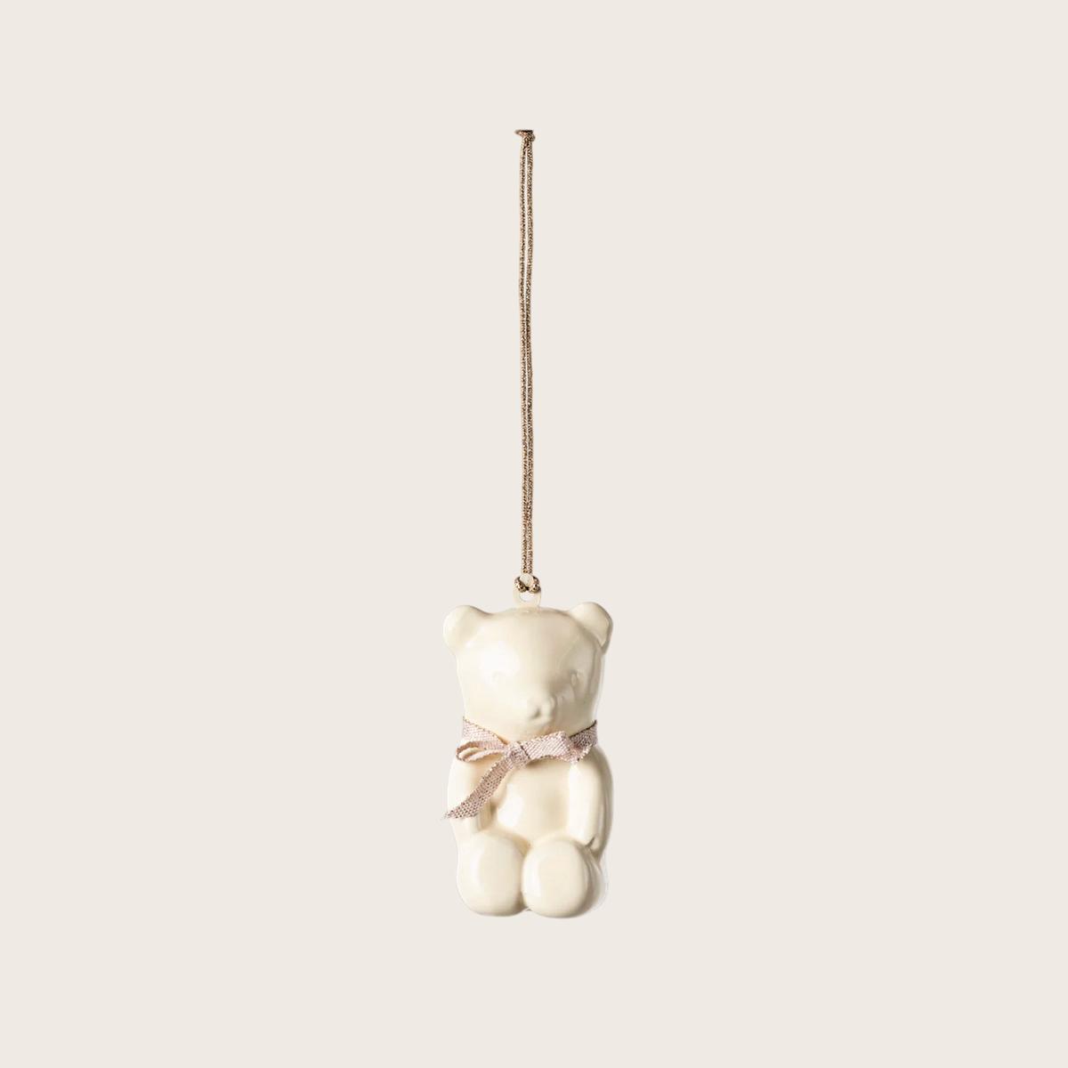 Teddy bear Metal ornament - Off white/Rose