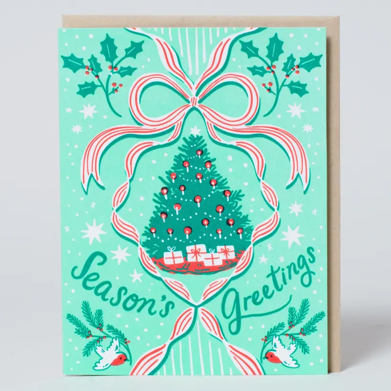 Vintage Tree Holiday Letterpress Card
