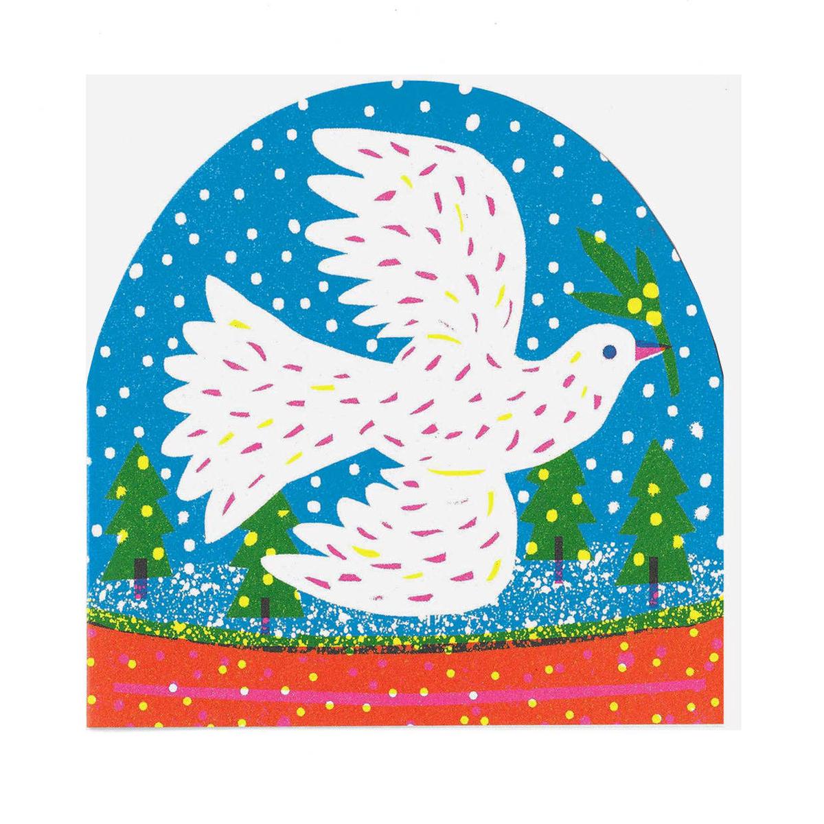 White Bird Large Snowglobe Card