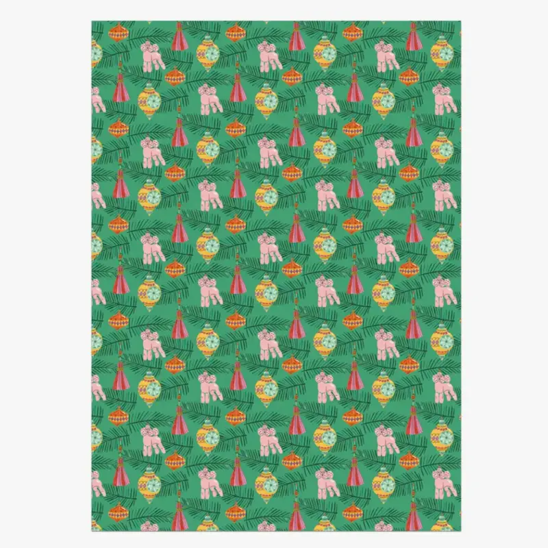 Christmas Poodle Wrap -single sheet