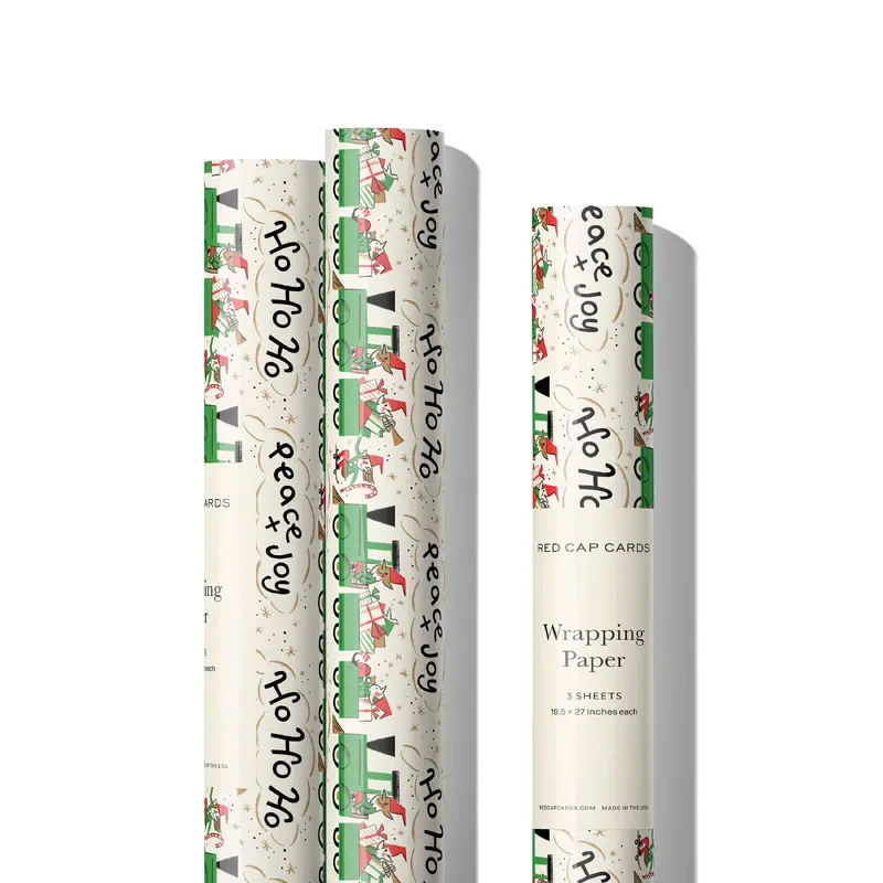 Elf Train holiday wrapping paper -roll of 3 sheets