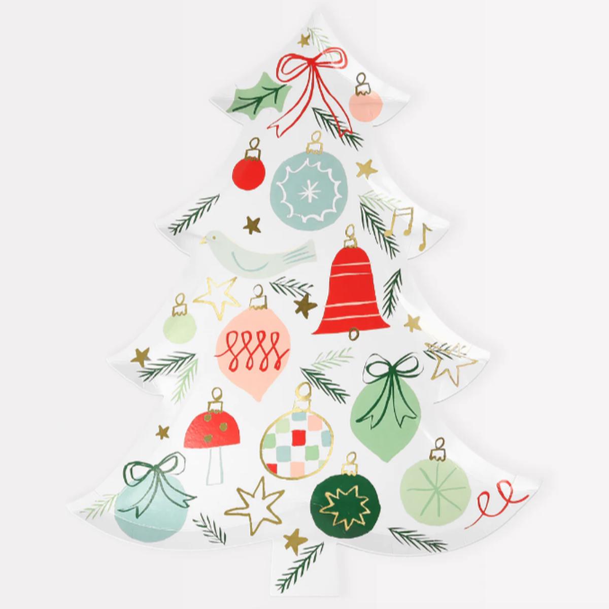Festive Pattern Tree Plates (8pk)