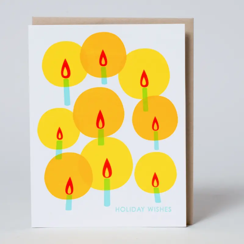 Holiday Wishes Candles Letterpress Card