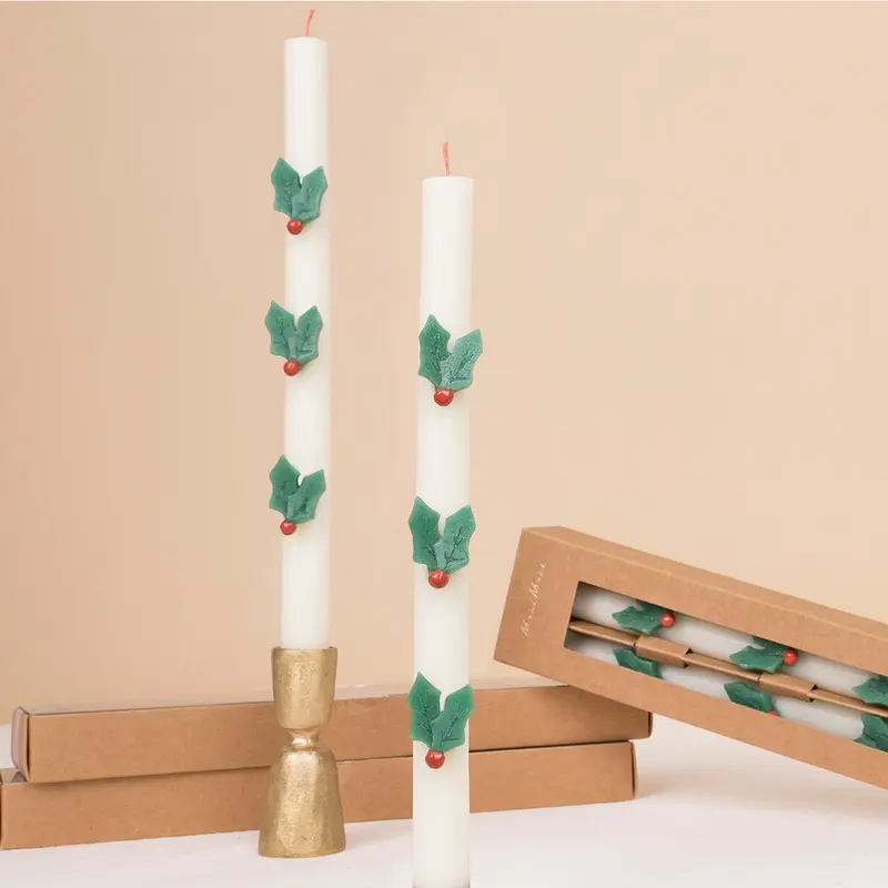 Holly Table Candles (x2)