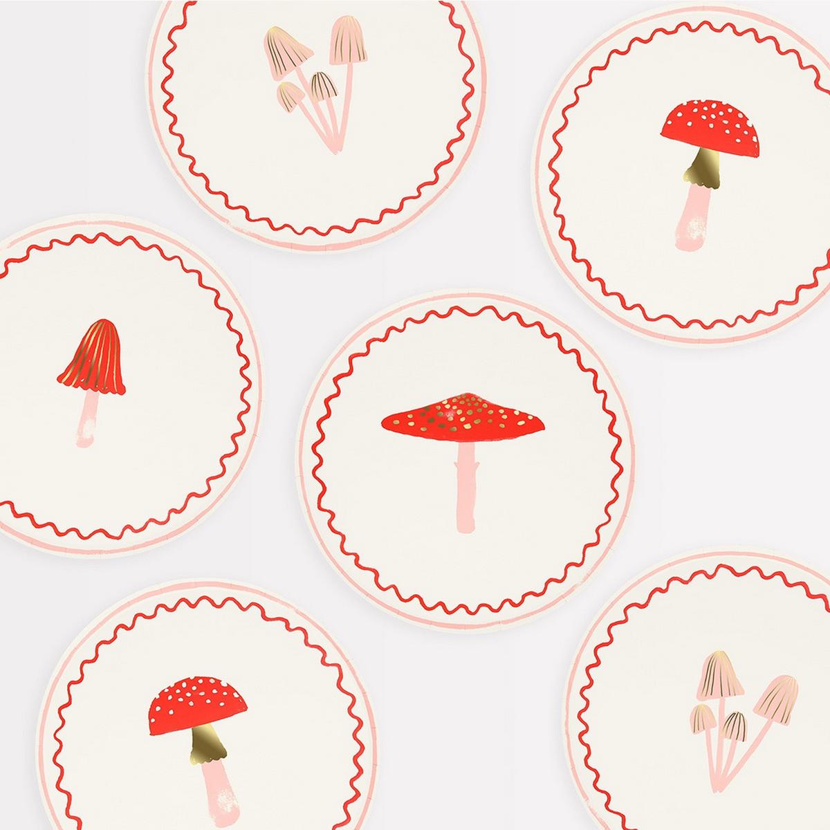 Merry Mushrooms Side Plates (x8)