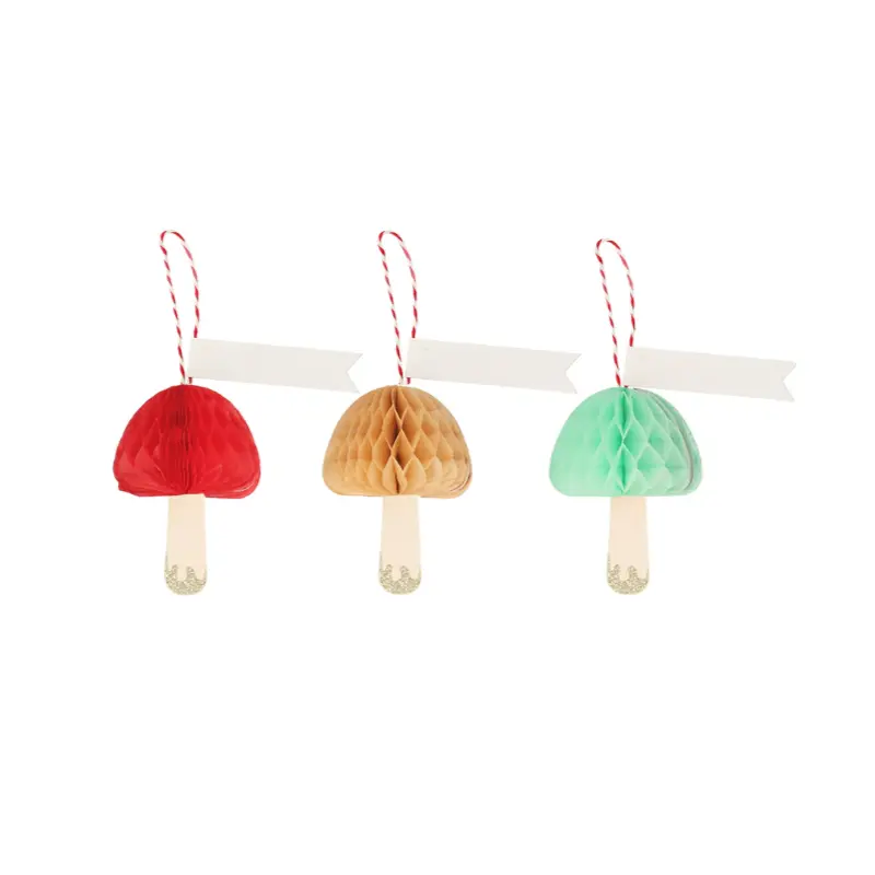 Mushroom Hanging Decoration Tags x6