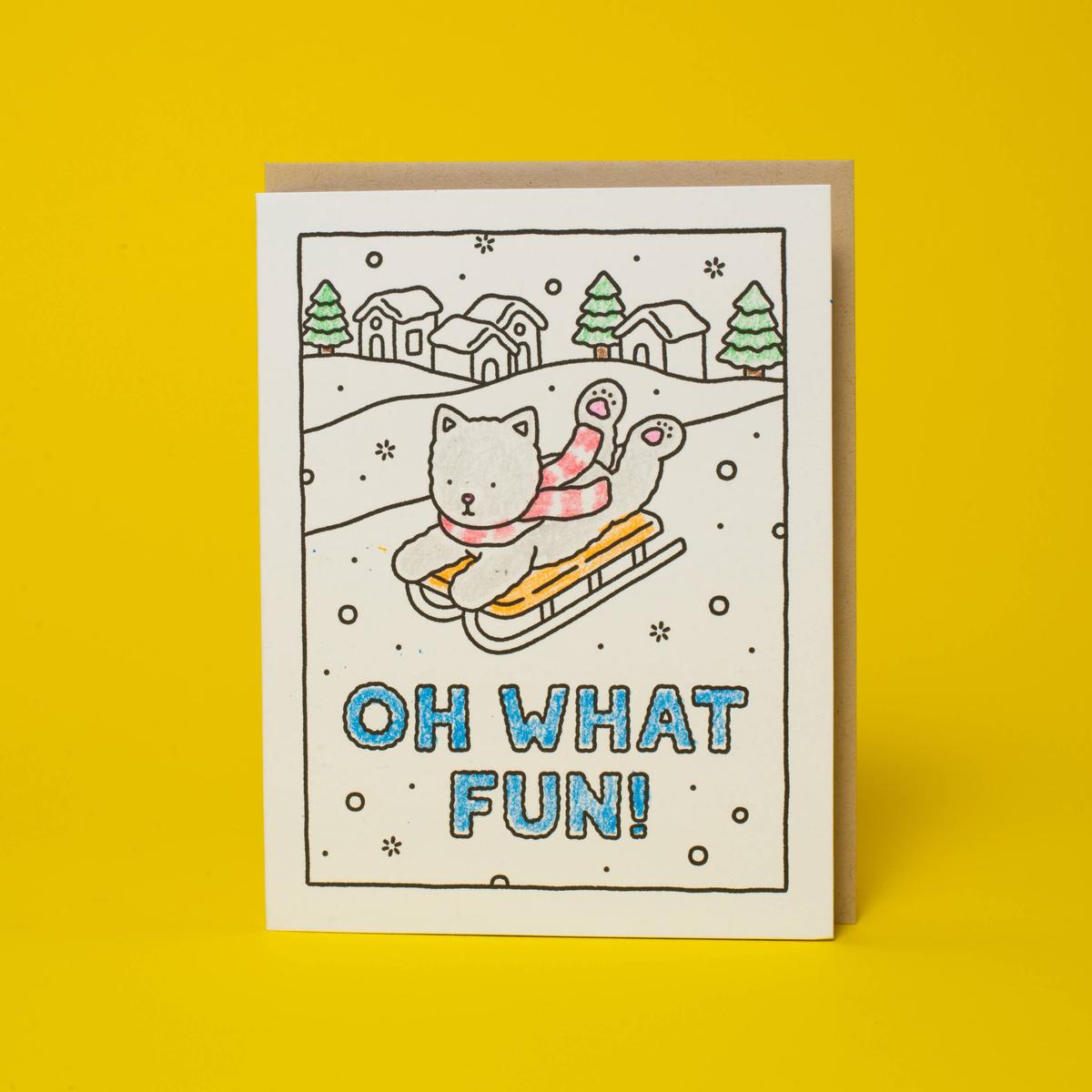 Oh What Fun Sled Holiday Coloring Card by Bobbie Goods