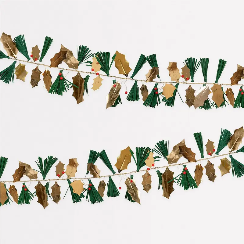 Pine Needles & Golden Holly Garland