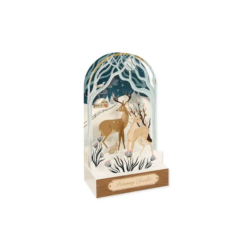 Snow Globe Deer Christmas Pop-Up Card