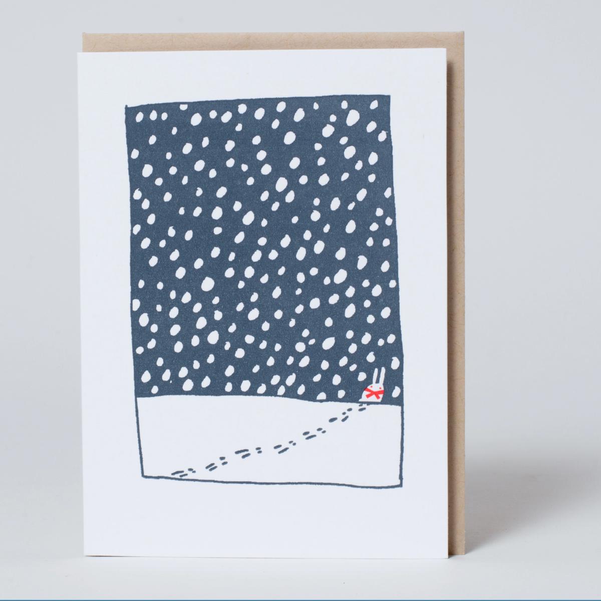 Snowy Walk Holiday Letterpress Card