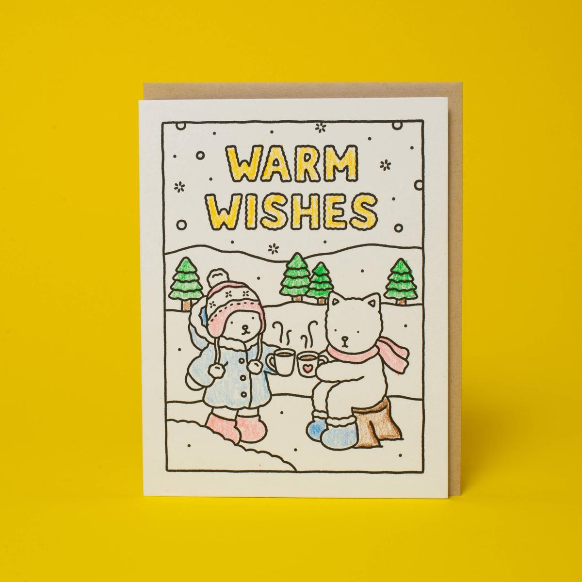 Warm Wishes Holiday Coloring Card by Bobbie Goods