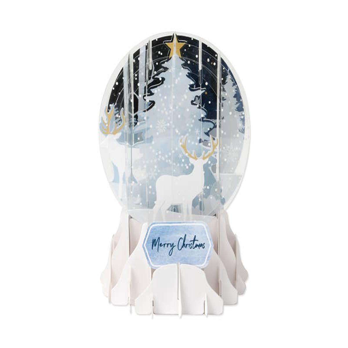 White Tree Pop-Up Snow Globe Christmas Card