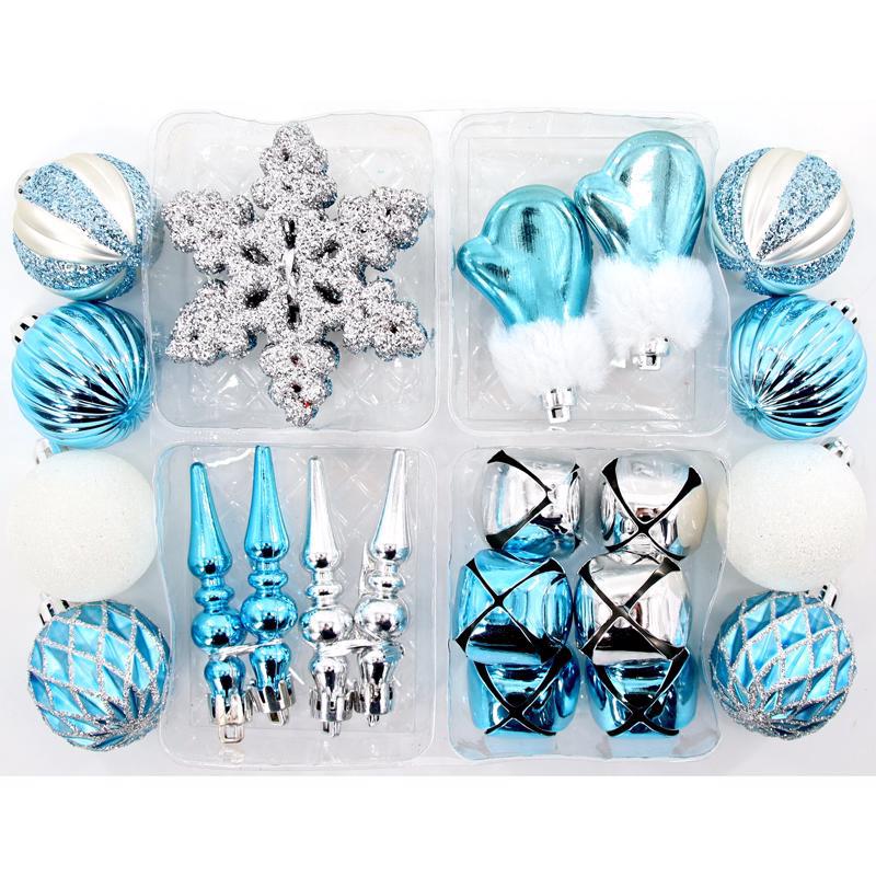 Celebrations C-23067 C Frosty Christmas Ornaments, Blue/Silver/White