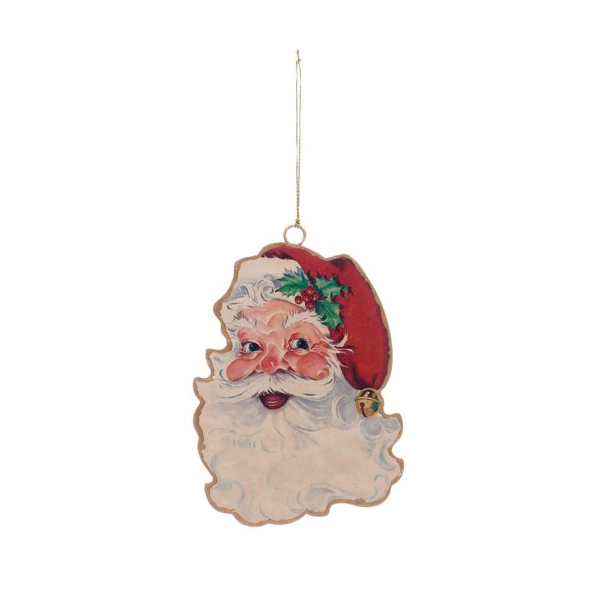 Creative Co-op XM5205 Vintage 2-Sided Santa Ornament Multicolored 5 inches