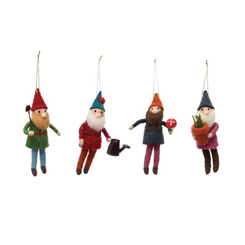 Creative Co-op XS1500A Home For The Holidays Gardening Gnomes Christmas Ornament Multicolored