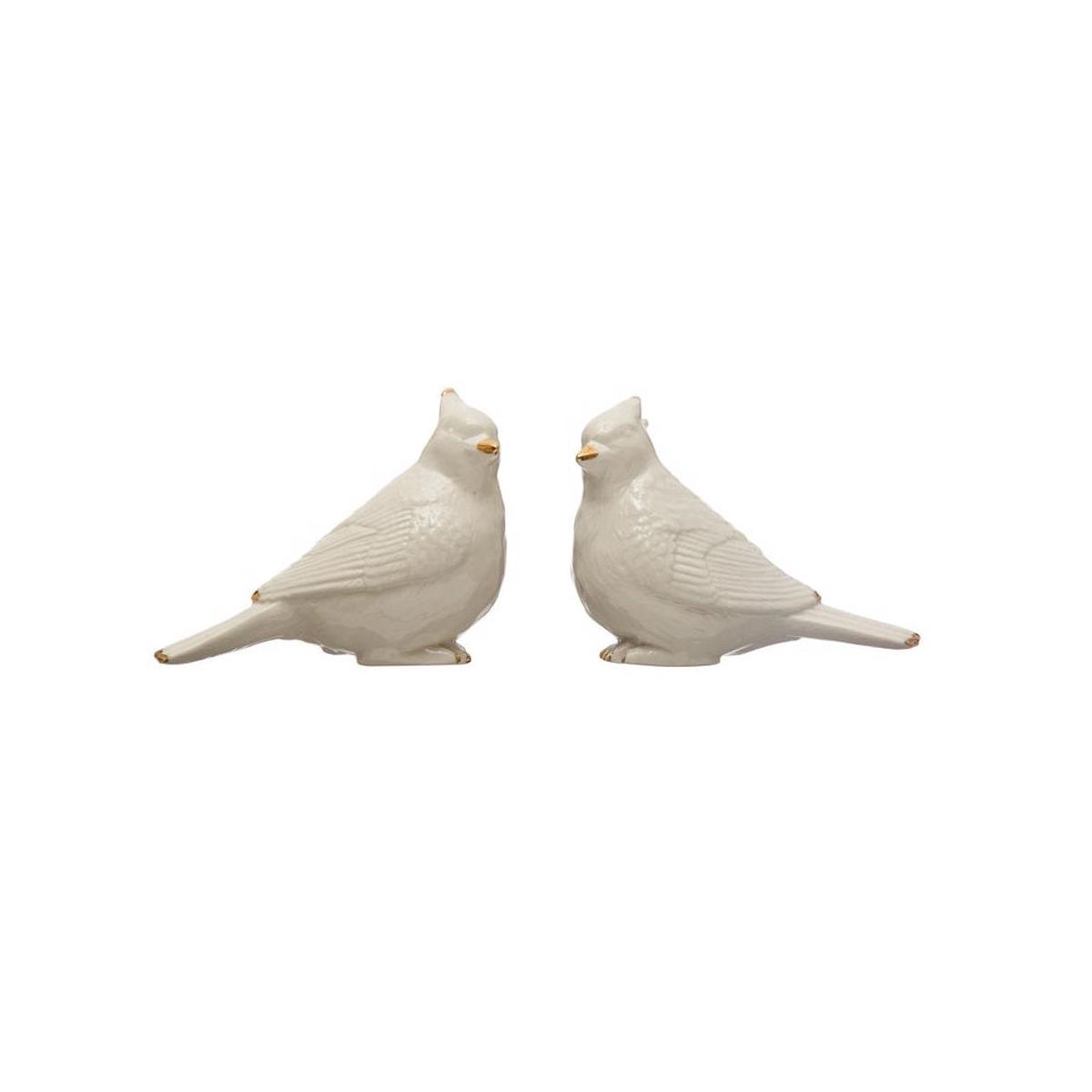Creative Co-op XS2231A Stoneware Cardinals Table Decor White 4 inches