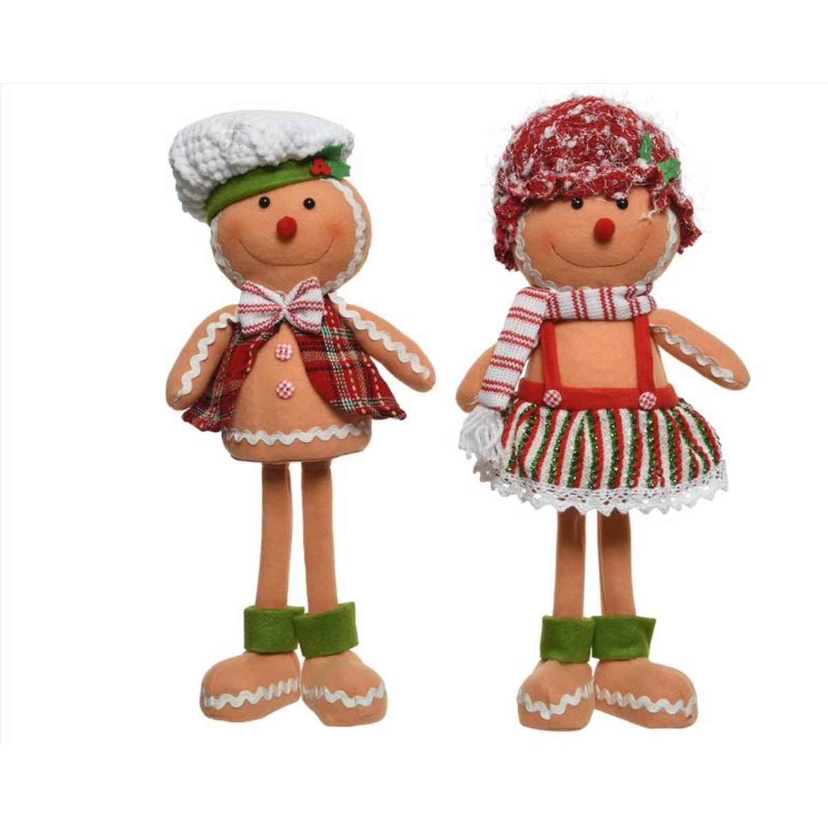 Decoris 522038 Gingerbread BoyGirl Christmas Figurine Polyester