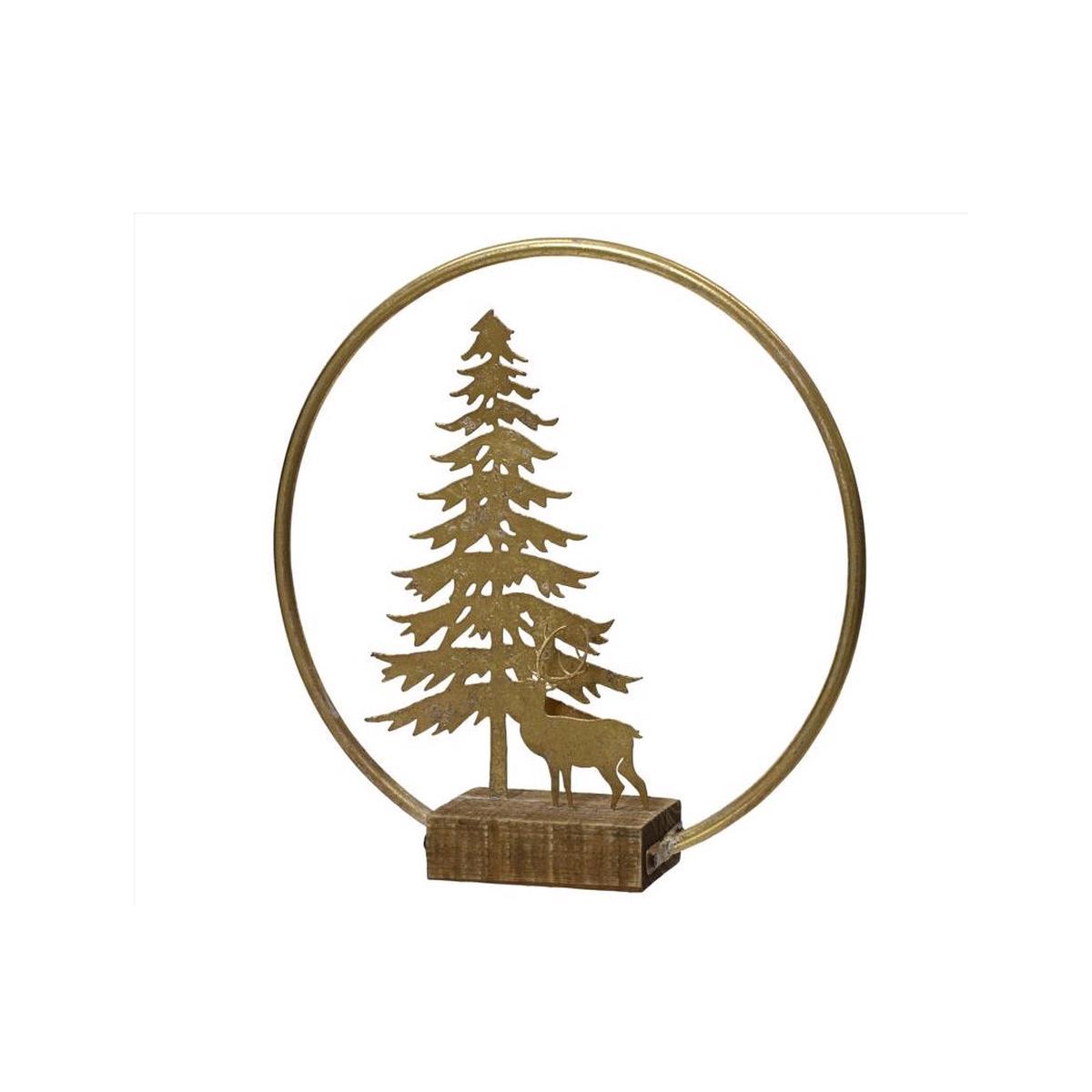 Decoris 523205 Tree with Deer Table Decor Iron