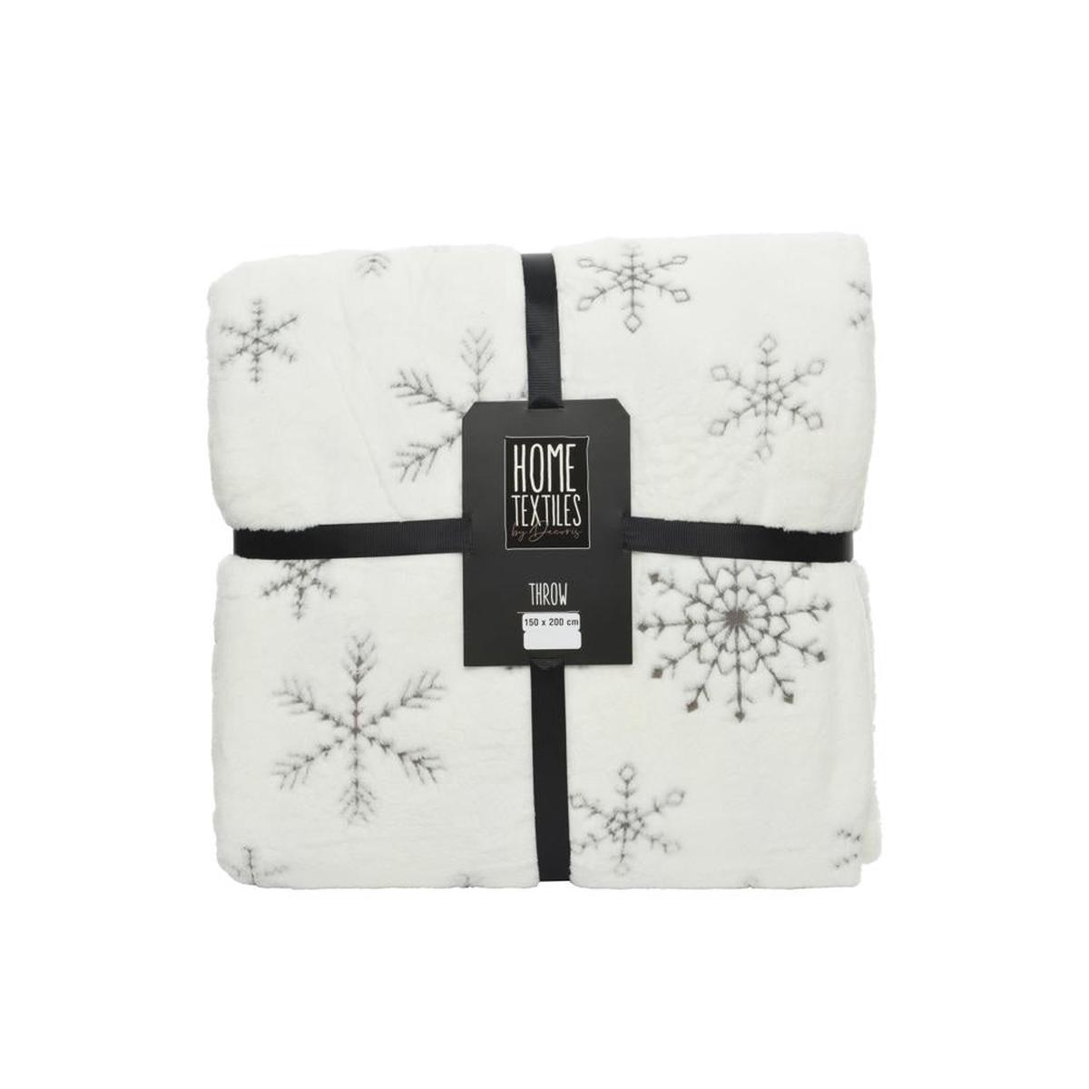 Decoris 613510 Snowflake Throw blanket BrownWhite