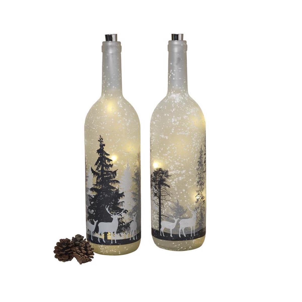 Gerson 2496010 Christmas Forest Scene Bottle Multicolored