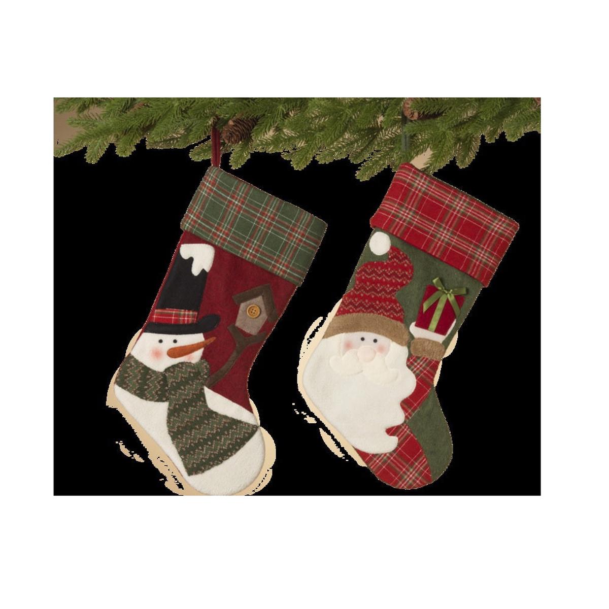 Gerson 2554150 Christmas Snowman Santa Stocking Multicolored