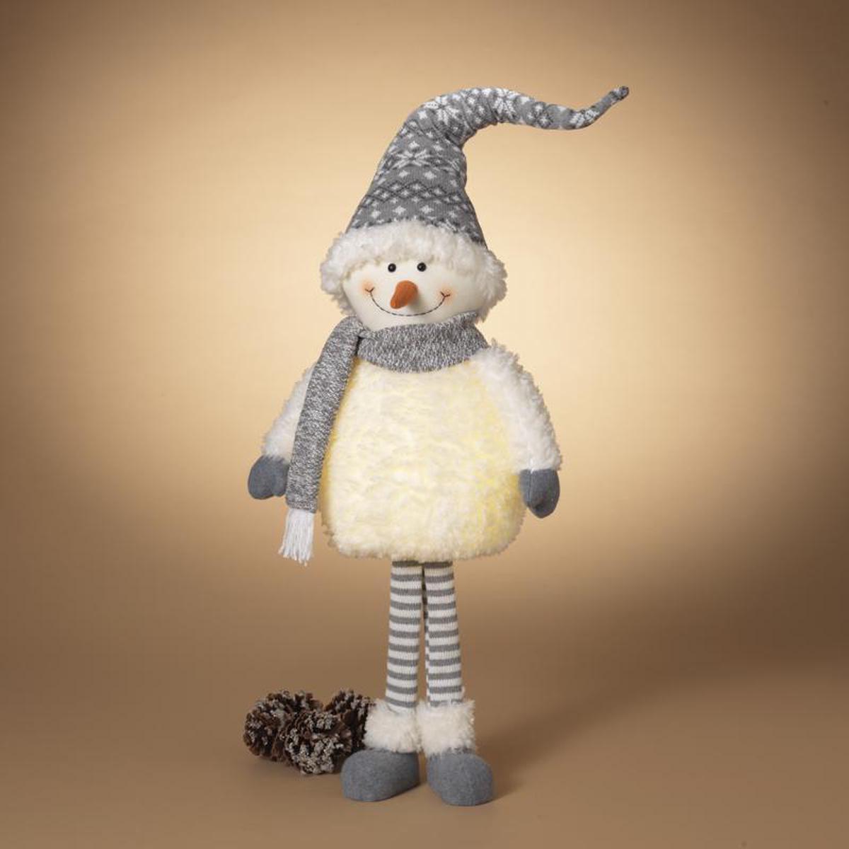 Gerson 2657150 LED Standing Light-Up Christmas Snowman GrayWhite