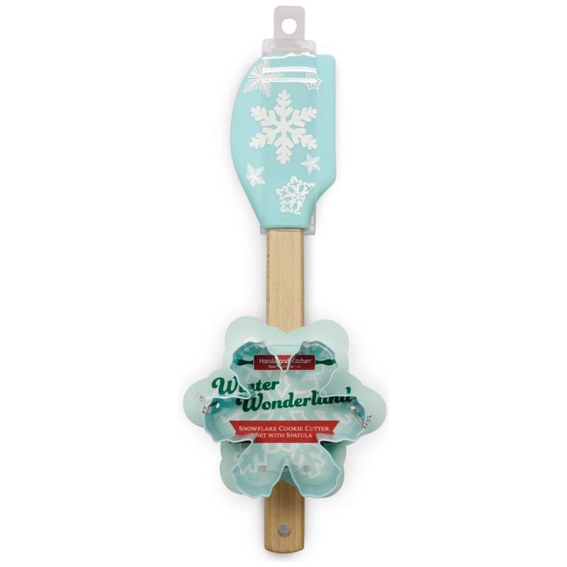 Handstand Kitchen BKS-SFKSPCC Winter Wonderland Snowflake Cookie Cutter with Spatula Silicone