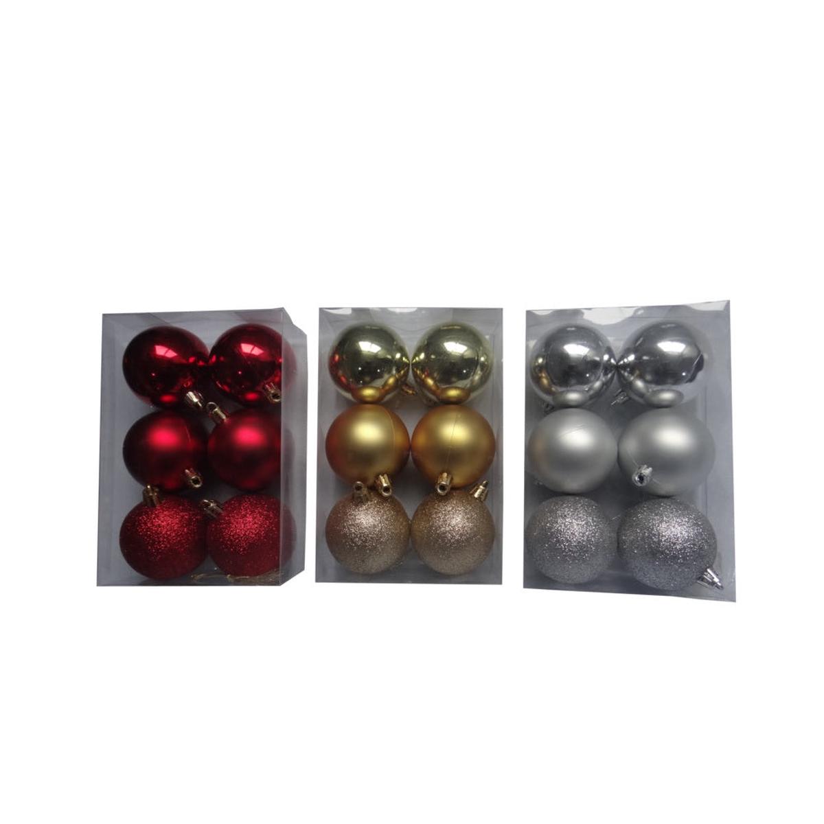 Santas Forest 49605 ShinyMattedE And Glitter Decorated Baubles 60 mm