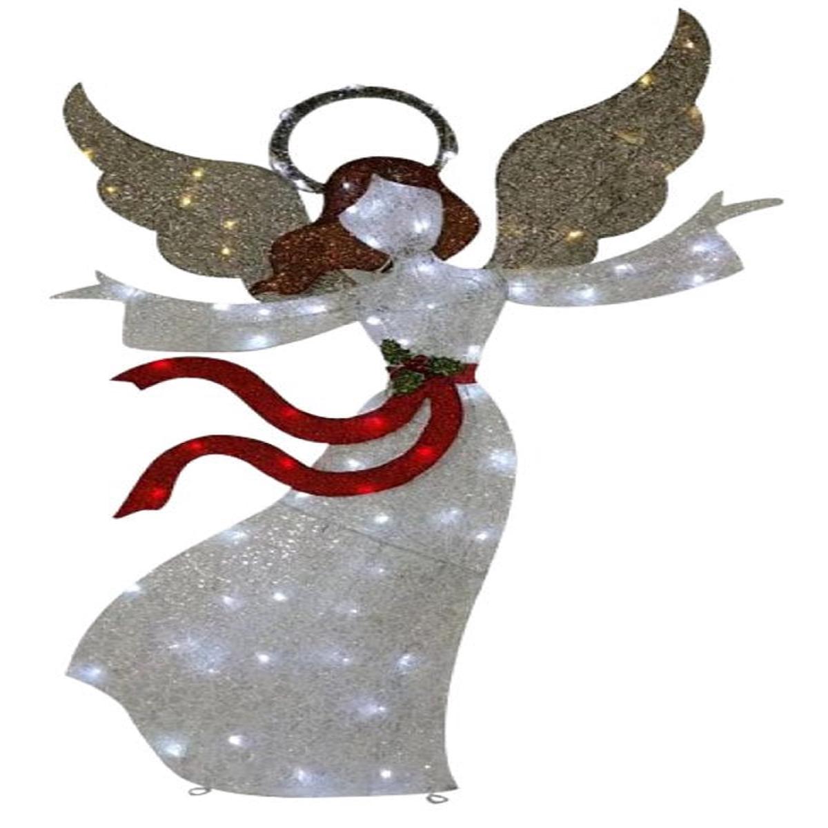 Santas Forest 52909 Pre-Lit 3D Mesh Fabric Angel White LED Internal Light