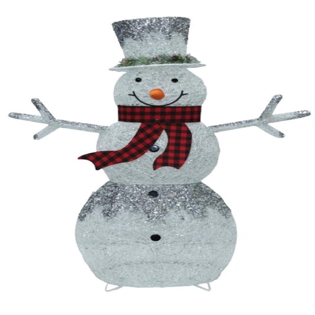 Santas Forest 56920 Pre-Lit Glitter Frosted Snowman White LED Internal Light