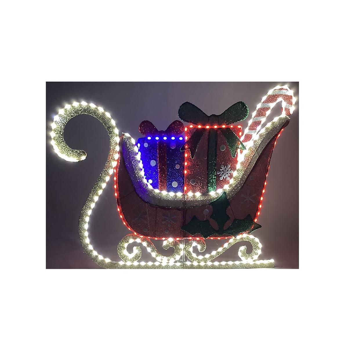 Santas Forest 72817 Glistening LED Sled RedWhite Mini Bulb