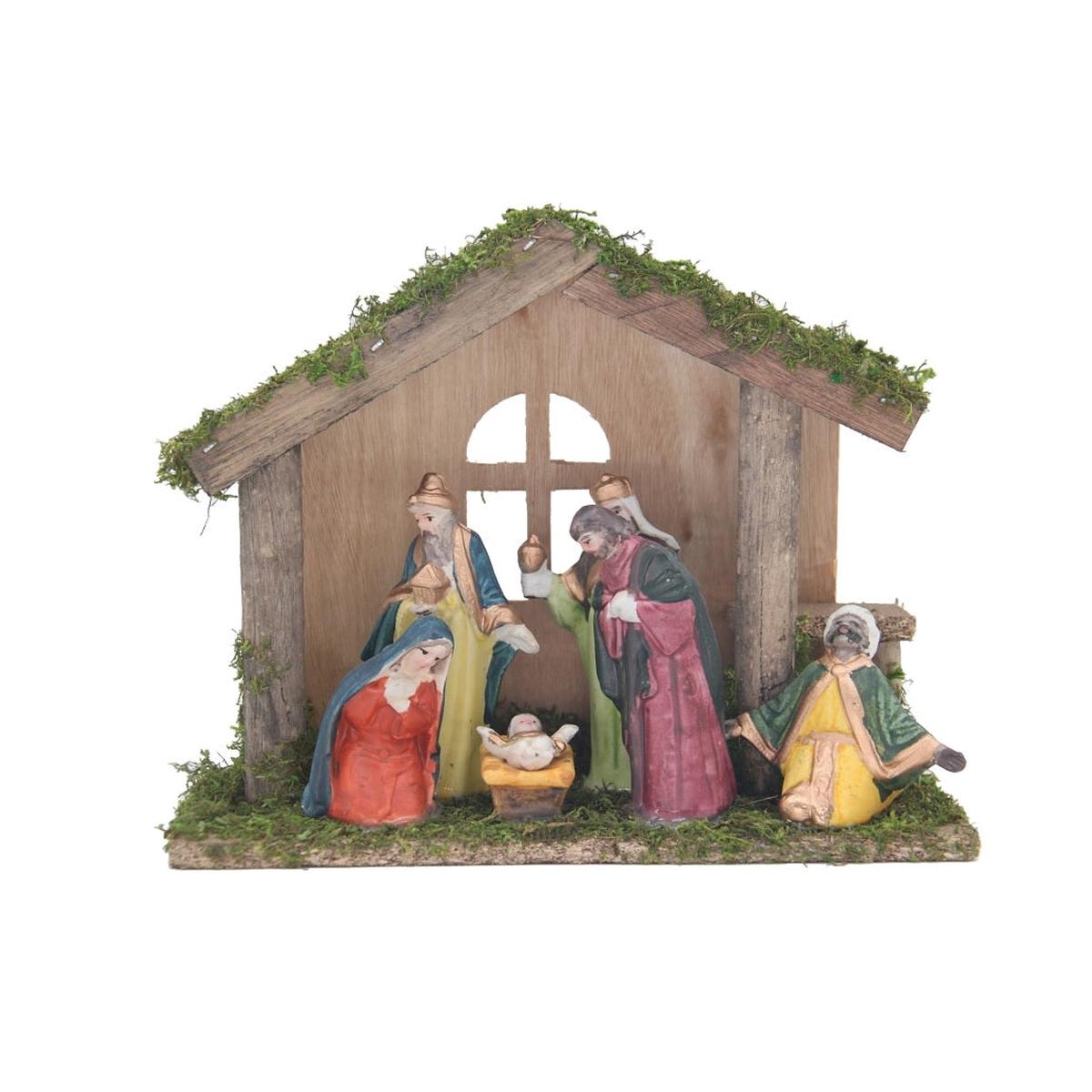 Santas Forest 89802 Nativity Set WoodPorcelain Colorful