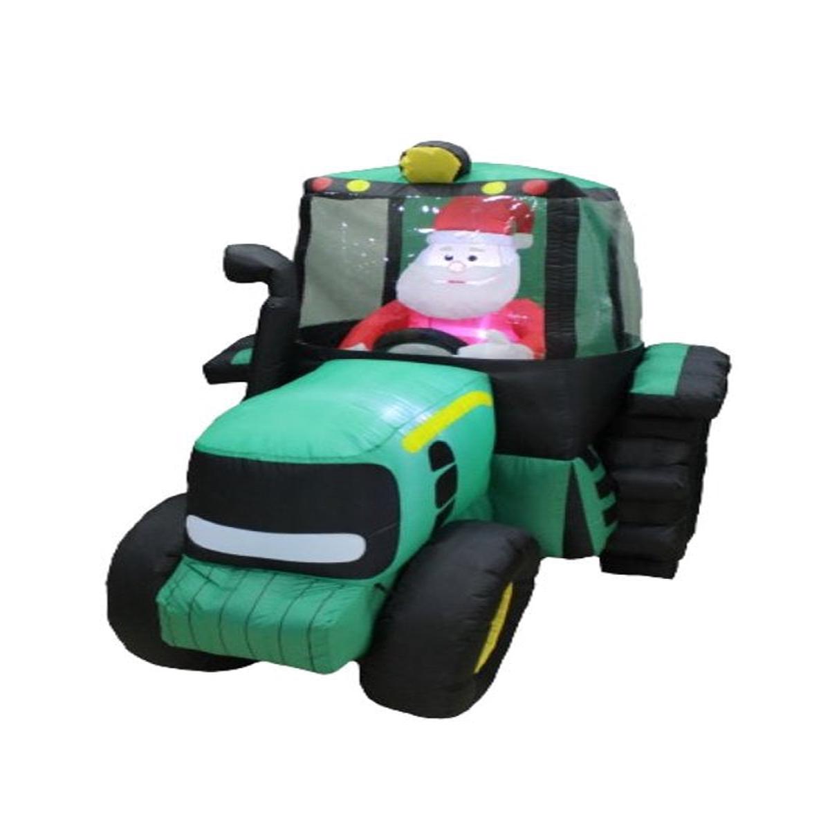 Santas Forest 90944 Inflatable Tractor 5 ft Polyester Green Internal LightMusic Internal Light