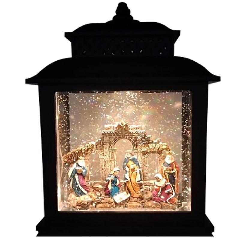 Santas Forest 92705 Christmas Acrylic Lantern with Bethlehem Black