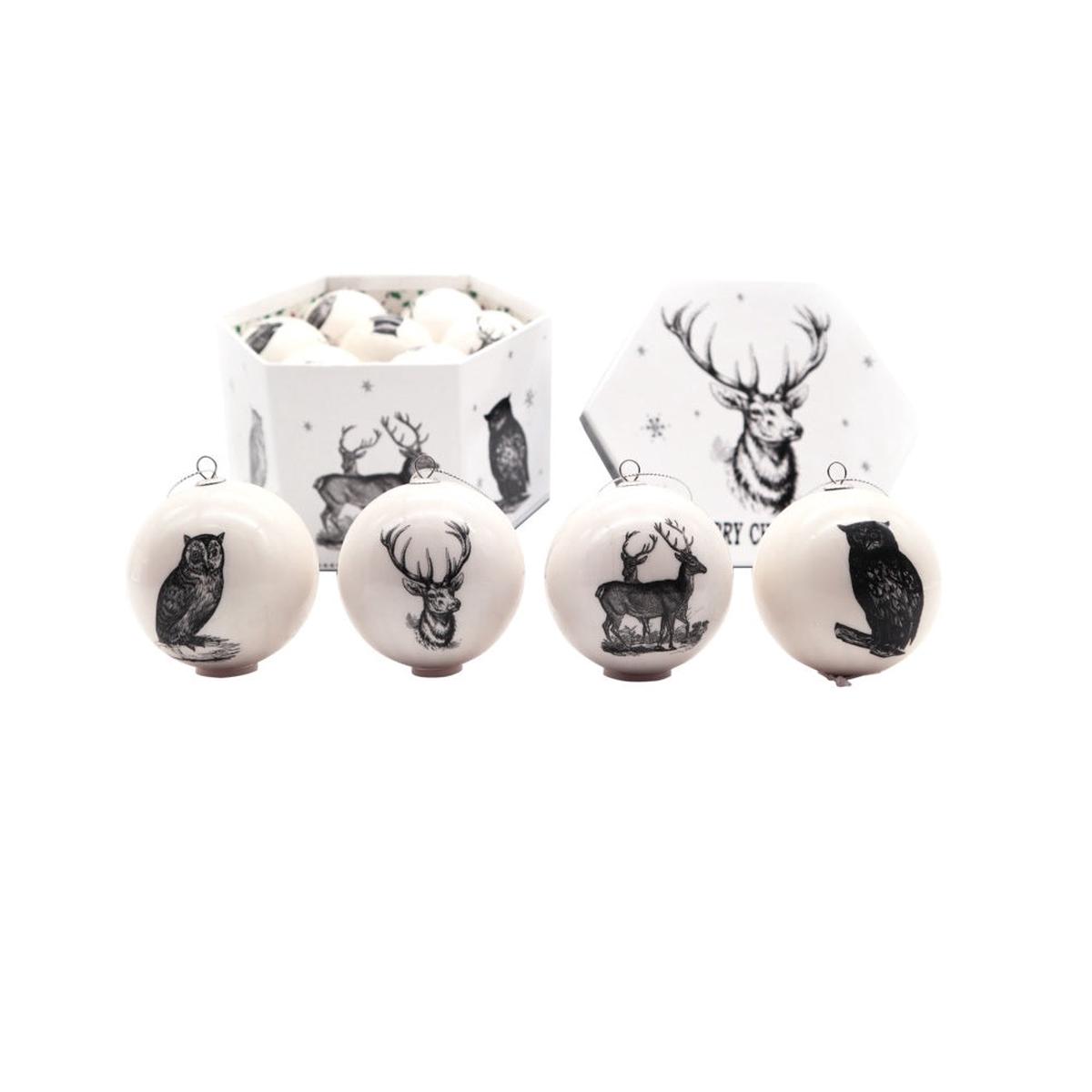 Santas Forest 99605 Traditional Ornament Balls BlackWhite