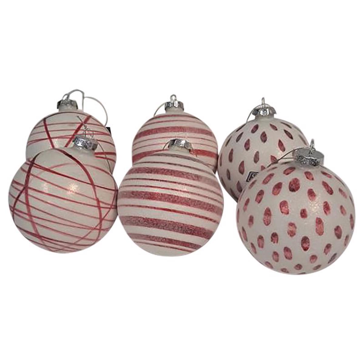 Sullivans ACE208 Patterned Ball Christmas Ornament RedWhite