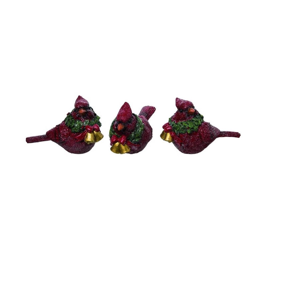 Transpac Y9768 Cardinal With Wreath Figurine Christmas Decor, Red