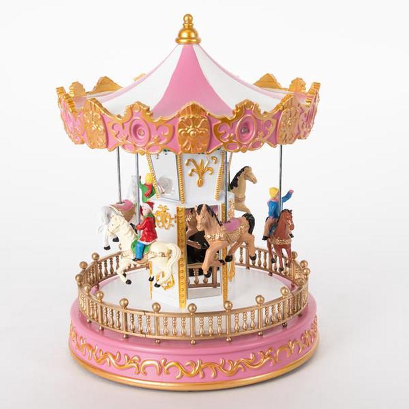 CAROUSEL WITH PINK ANIMALS WITH TRANSFORMER WITH MUSIC AND MOVEMENT 18x18x24 - Default Title