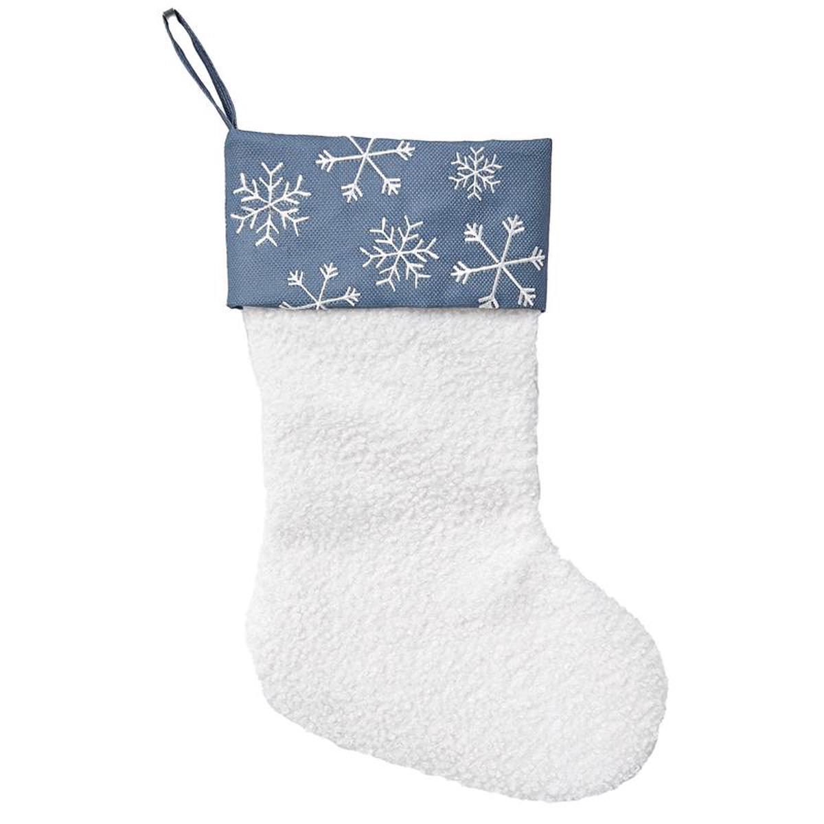 Celebrations Home BlueWhite Snowflake Christmas Stocking 18 in