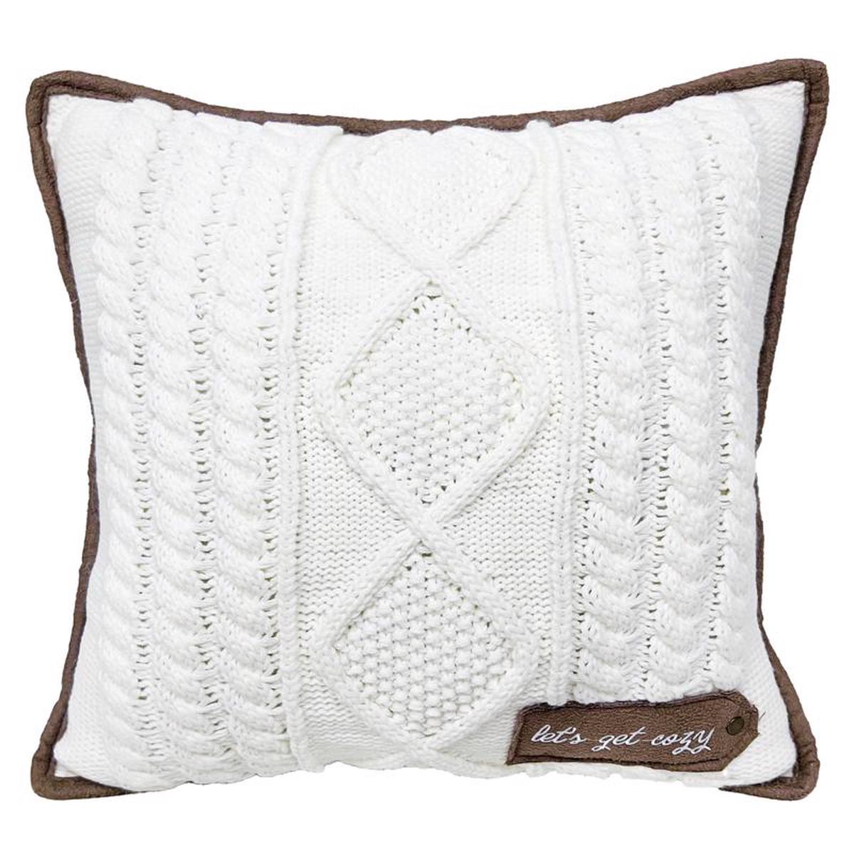 Celebrations Home BrownWhite Cozy Knit Pillow 16 in