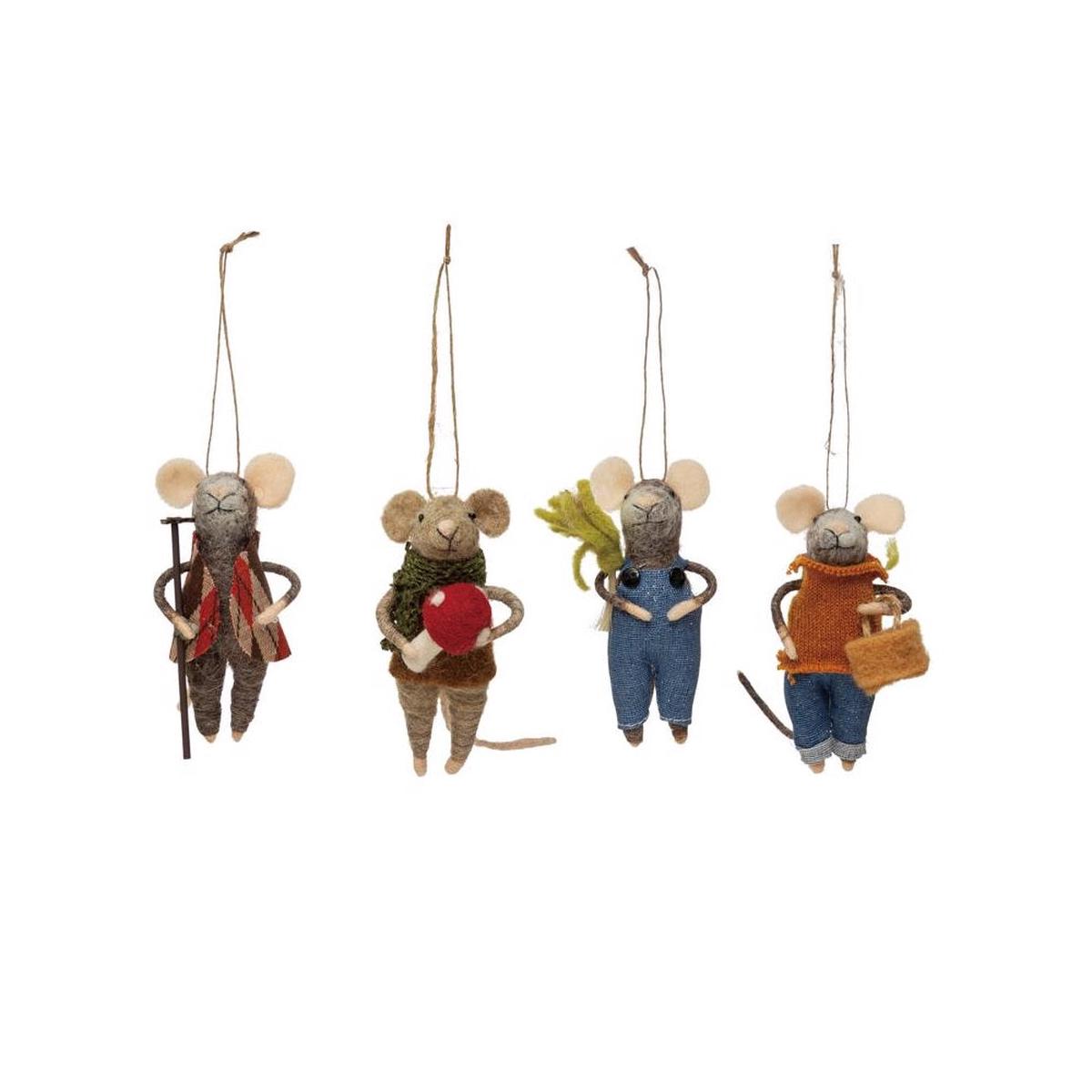 Creative Co-op XS0831A Gardening Mice Christmas Ornament Multicolored