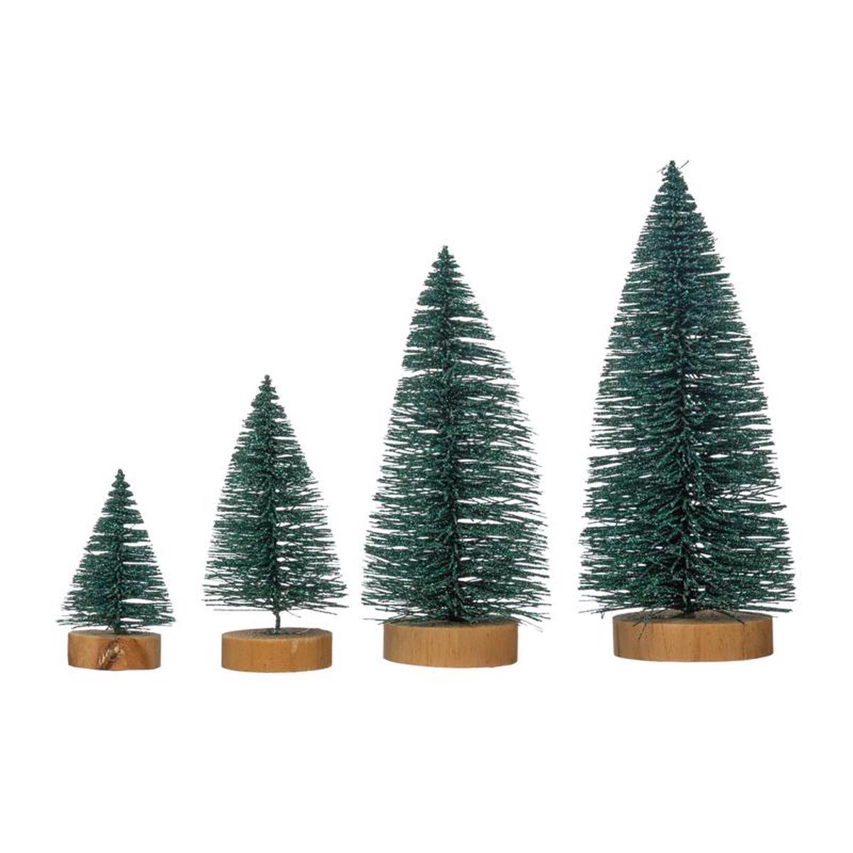 Creative Co-op XS1784 Cottage Christmas Bottle Brush Sisal Trees Table Decor GreenNatural