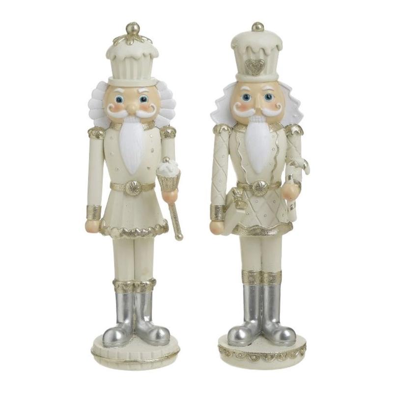 Decorative Polyresin Nutcrackers Ecru/White 7x7x23 (2 Pcs.)